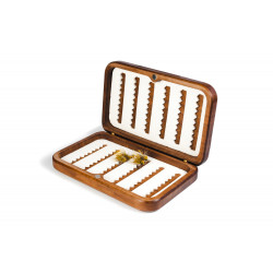 Velká dřevěná krabička na mušky s obrázkem lipana